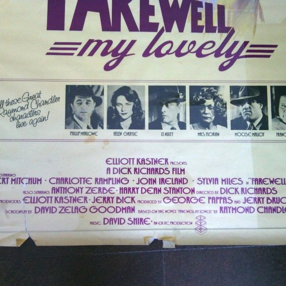 Vintage Poster Farewell My Lovely Original Film Wall Movie Robert Mitcham Poster - Picture 10 of 16